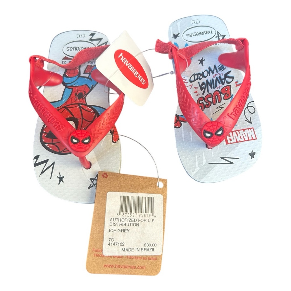 Havaianas Kids Marvel Flip Flops - Red and Gray